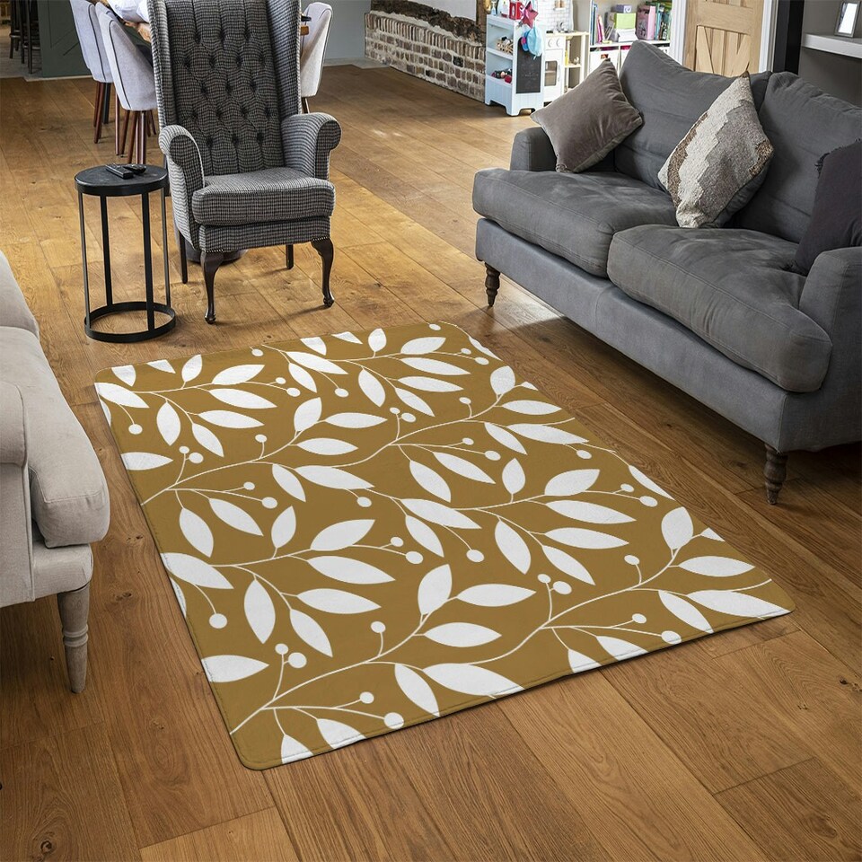 image 1 of White Leaves (Rug) Cream | XL: 160x230cm