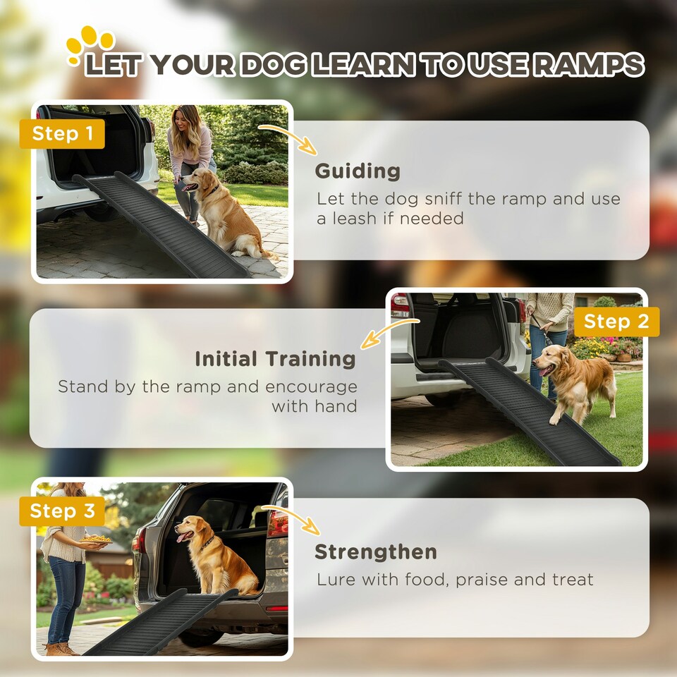 image 1 of PawHut Foldable Pet Ramp Dog Ramp for Cars, Truck, SUV