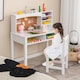 image 3 of COSTWAY Kids Desk and Chair Set Writing Table Set Wooden Children Study Table & Chair