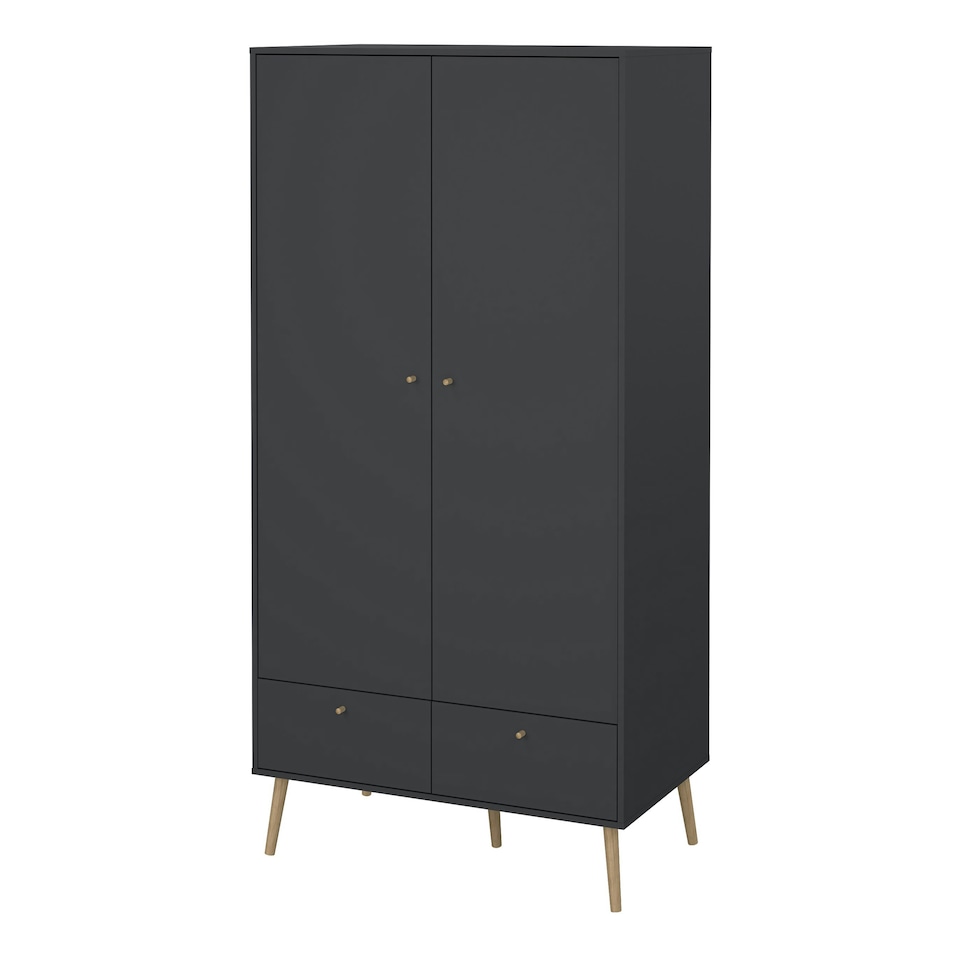 image 1 of Cumbria Wardrobe with 2 Doors + 2 Drawers Dark Grey