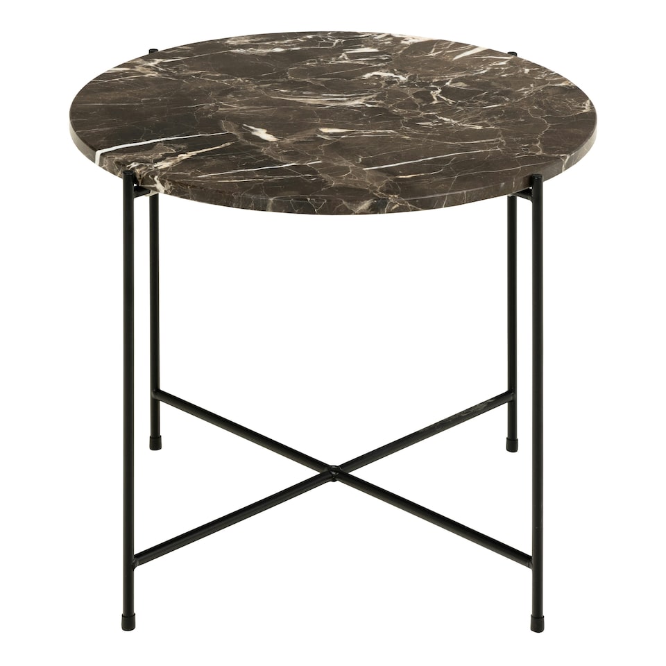 image 1 of Avila Side Table with Brown Marble Top 52x40cm