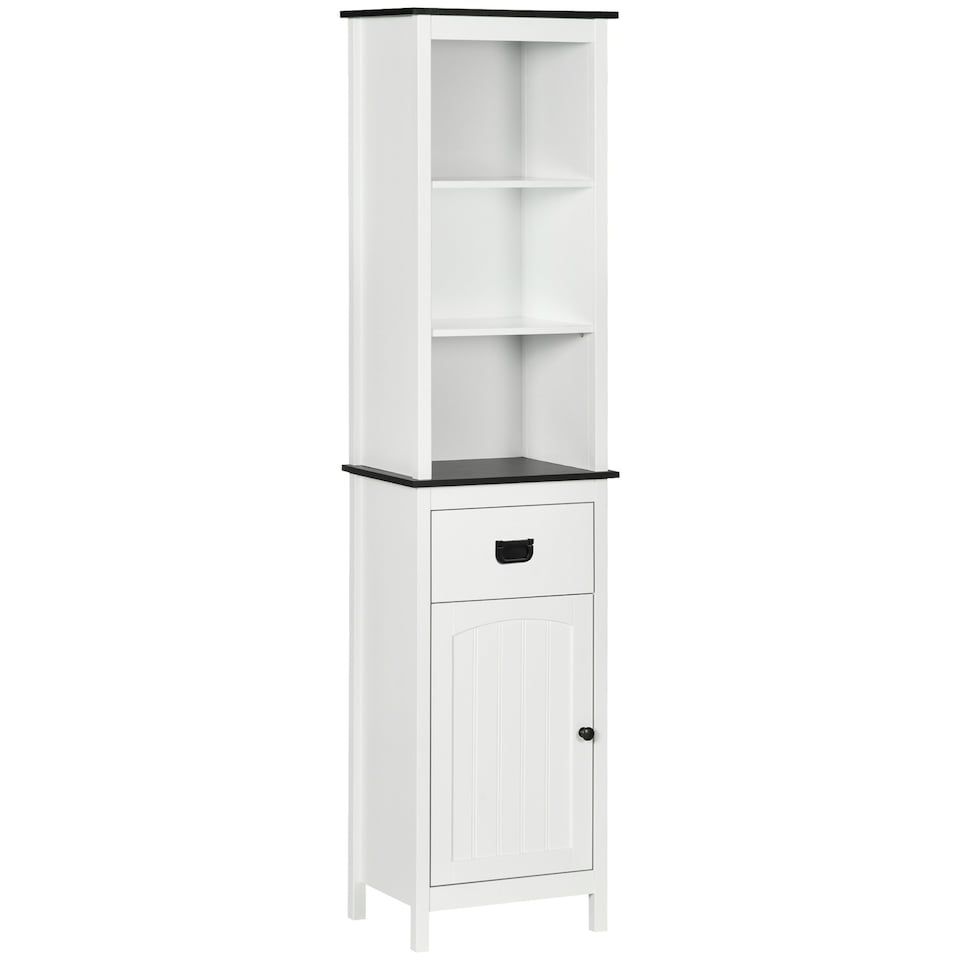 image 1 of kleankin Freestanding Tallboy Storage Unit W/ Drawer Single Door