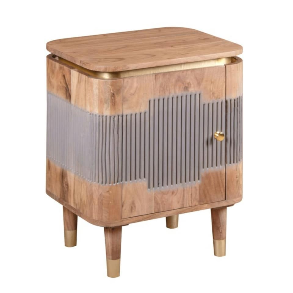 image 1 of Alaina Acacia Wood Bedside Table Brown