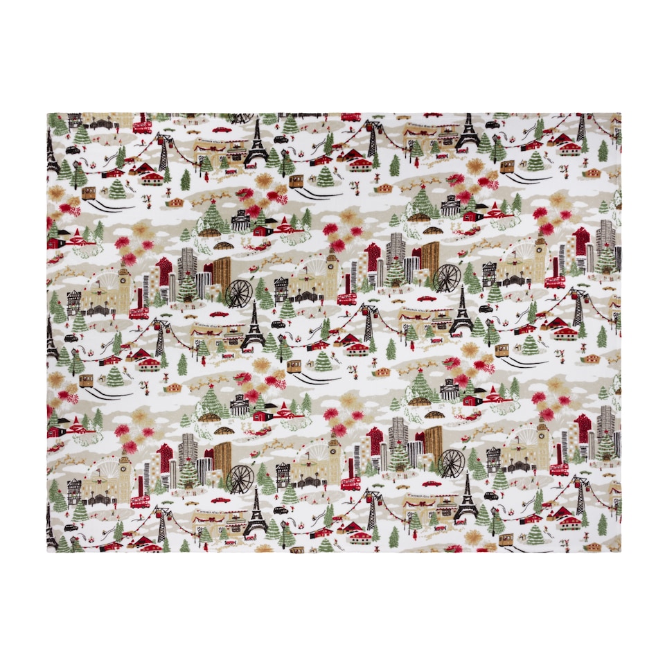 image 1 of Furn Joy To All Printed Fleece Throw | Cream | Cream | 1