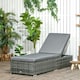 image 2 of Outsunny PE Rattan Sun Lounger, Five-level Adjustable Recliner Bed Chair with Soft Padded Cushion for Patio, Garden, Mixed Grey