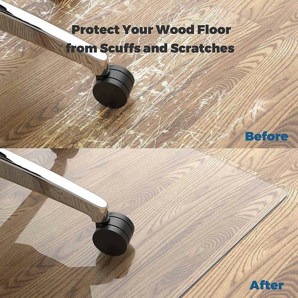 image 1 of Clear Chair Mat for Hard Floors, 90x120cm Rectangular, High Impact Strength, Non-Slip, Non-Recycling Material Clear