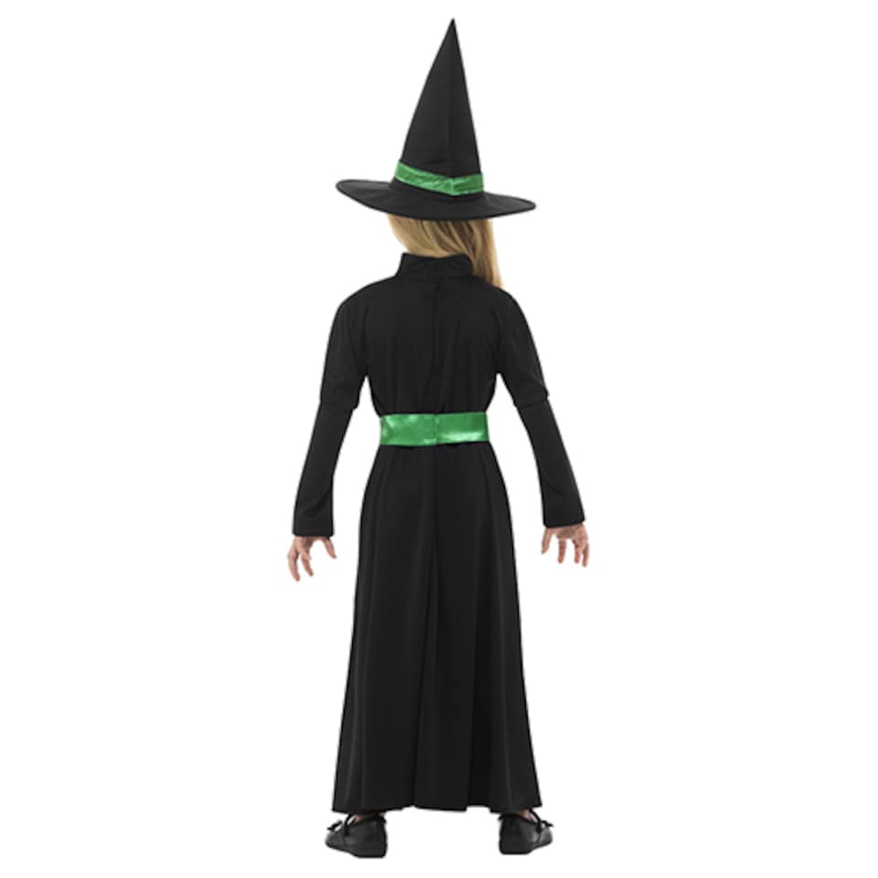 image 1 of Wicked Witch Black and Green Girls Fancy Dress Costume Kids Medium - Age 7-9 | Black | 7-9 years