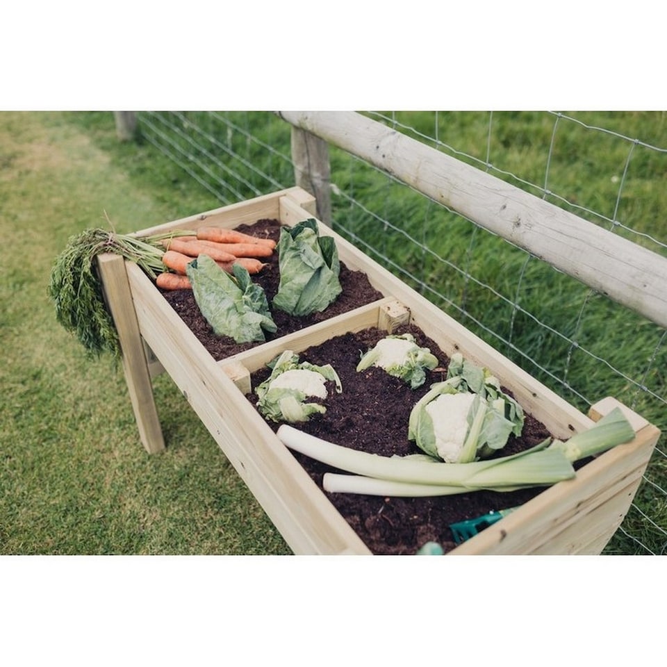 image 1 of Multi Pack of 2 - Raised Veg Trug Garden Planter - Scandinavian Redwood - L52 x W100 x H60 cm - Minimal Assembly Required | Brown