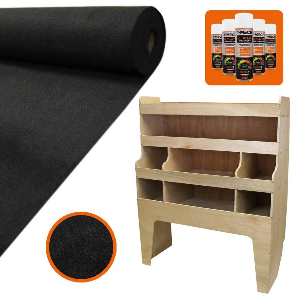 image 1 of 11sqm Black Van Lining & VW Transporter Racking Unit Black