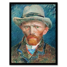 Self Portrait With Hat Van Gogh Vintage Framed Wall Art Print 12X16"