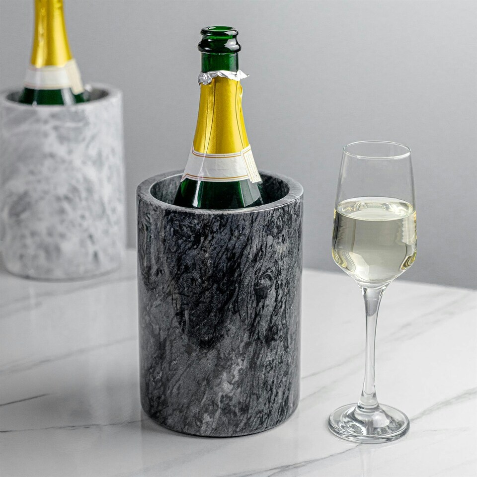 image 1 of Argon Tableware Marble Wine Bottle Cooler - 13cm - Black Black
