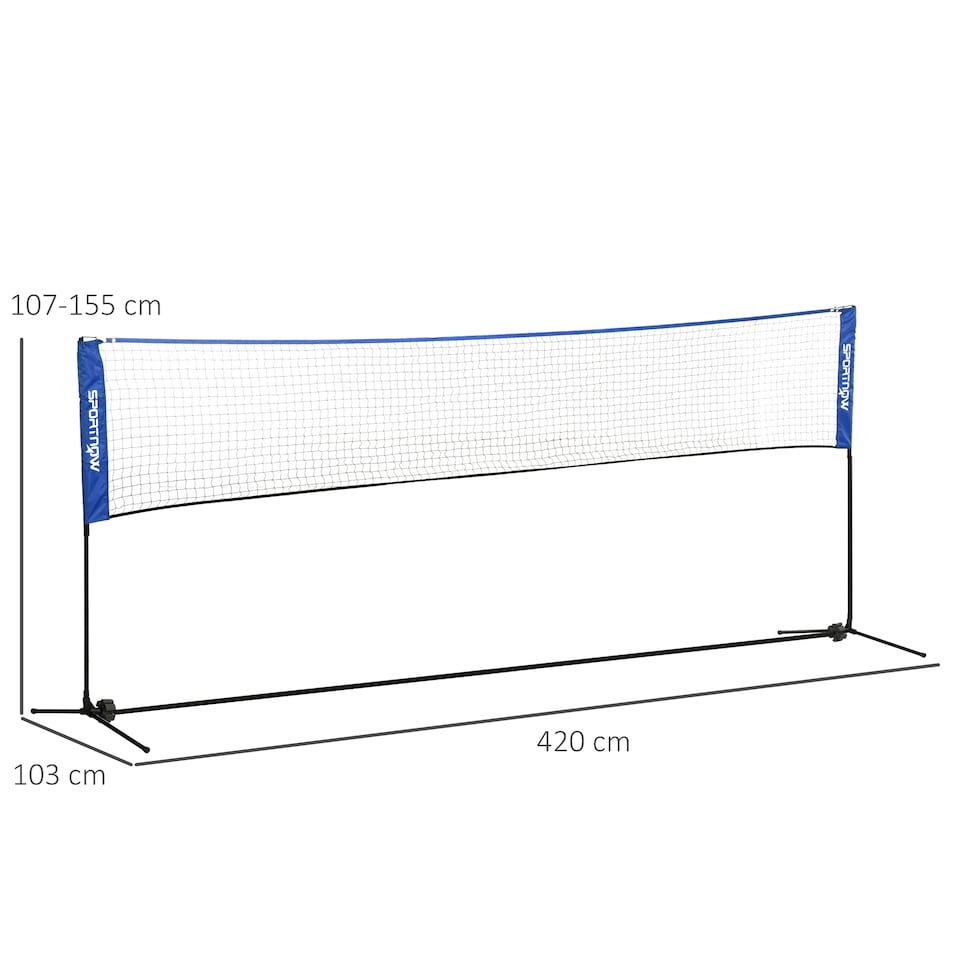 image 1 of SPORTNOW 4m Badminton Net, Adjustable Sports Net for Tennis, Volleybal, Blue