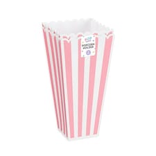 Pastel Pink Stripes Reusable Plastic Popcorn Holder - Pack of 2