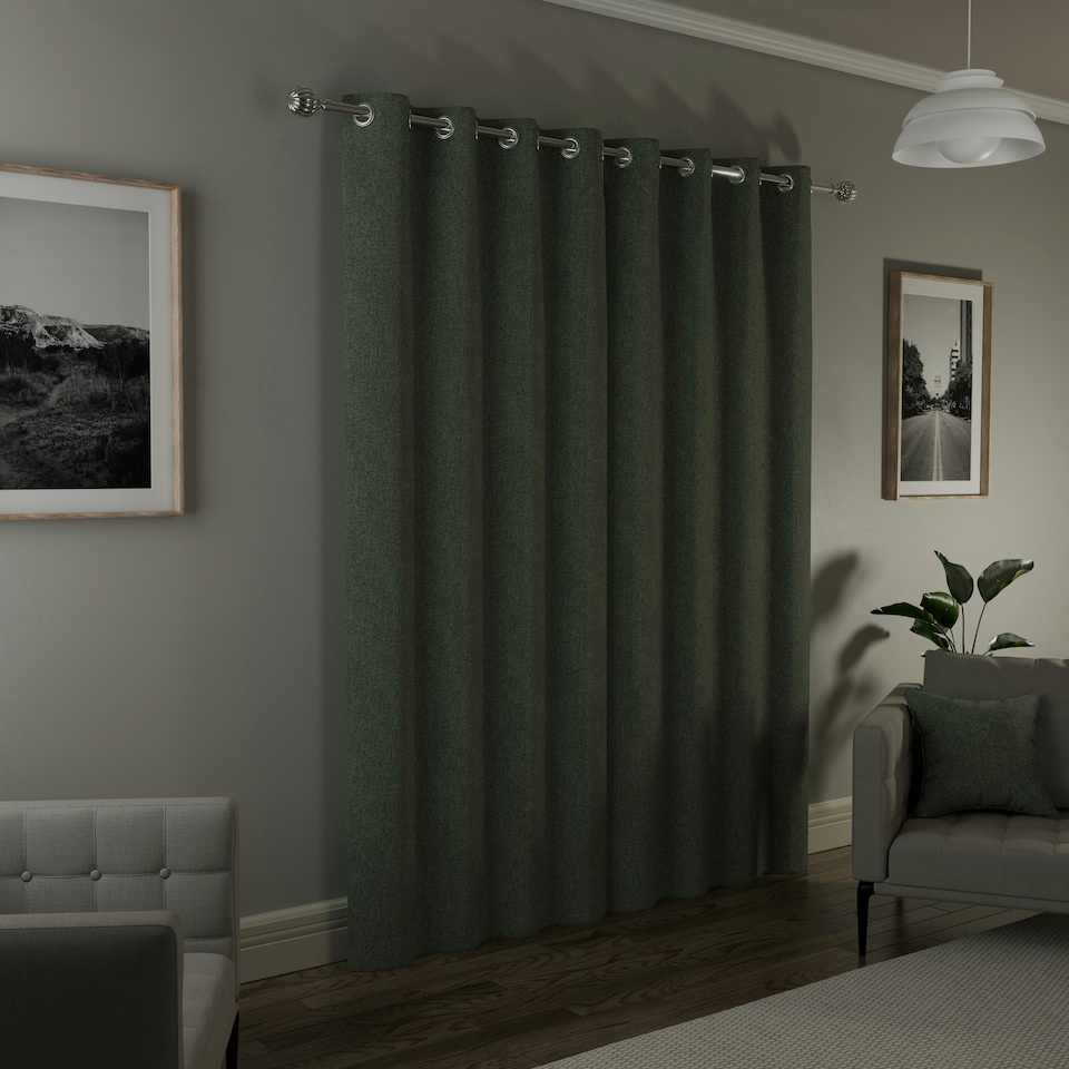 image 1 of Austin Green Blackout Curtains 66 x 54 inch (168 x 137 cm) 100% Blackout Eyelet Thermal Noise Reducing Curtains for Bedroom and Living Room