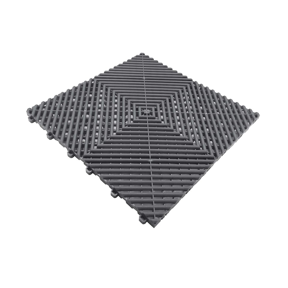 image 1 of Modular Interlocking Ribbed Vented Garage Floor Tiles - Grey | Grey | Grey
