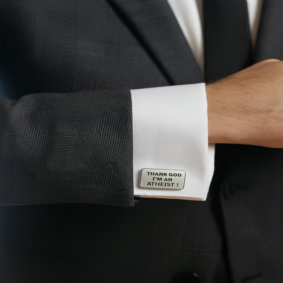 image 1 of Thank God I'm An Atheist Cufflinks - Onyx Art CK202