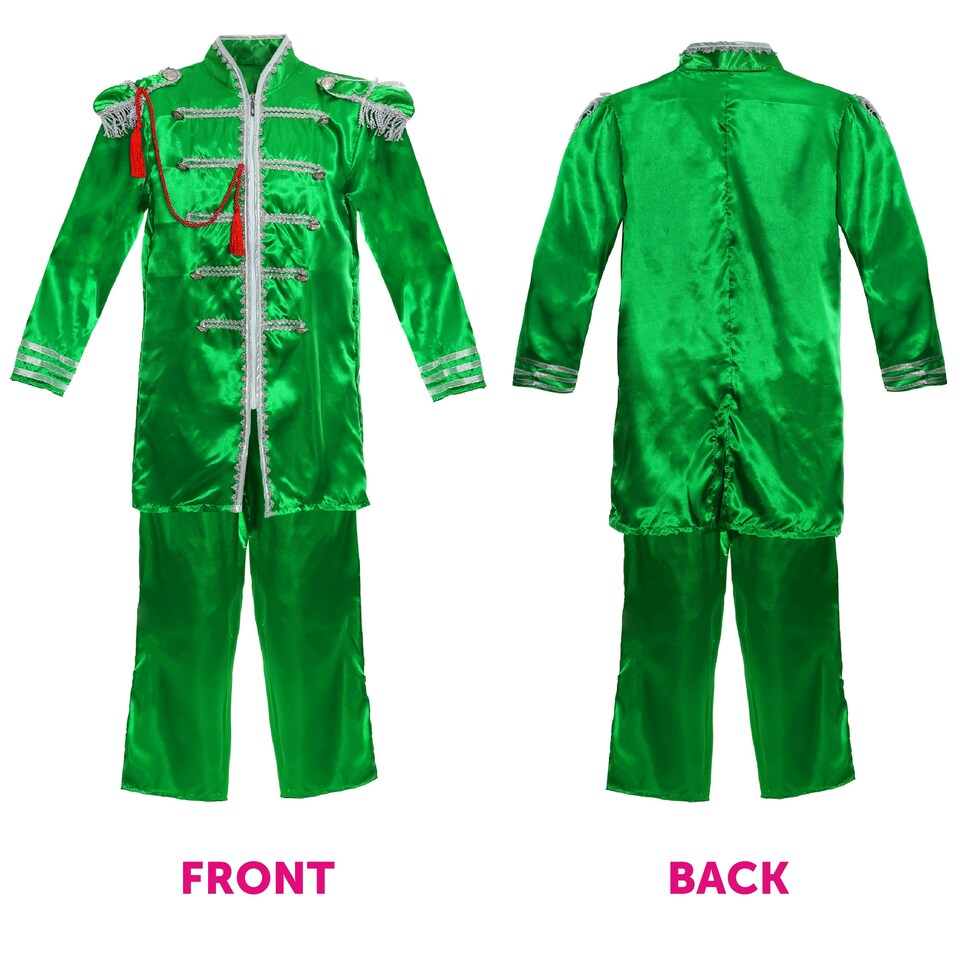 image 1 of Adults Green Sergeant Pepper Costume – 60s Fancy Dress Outfit Green | M
