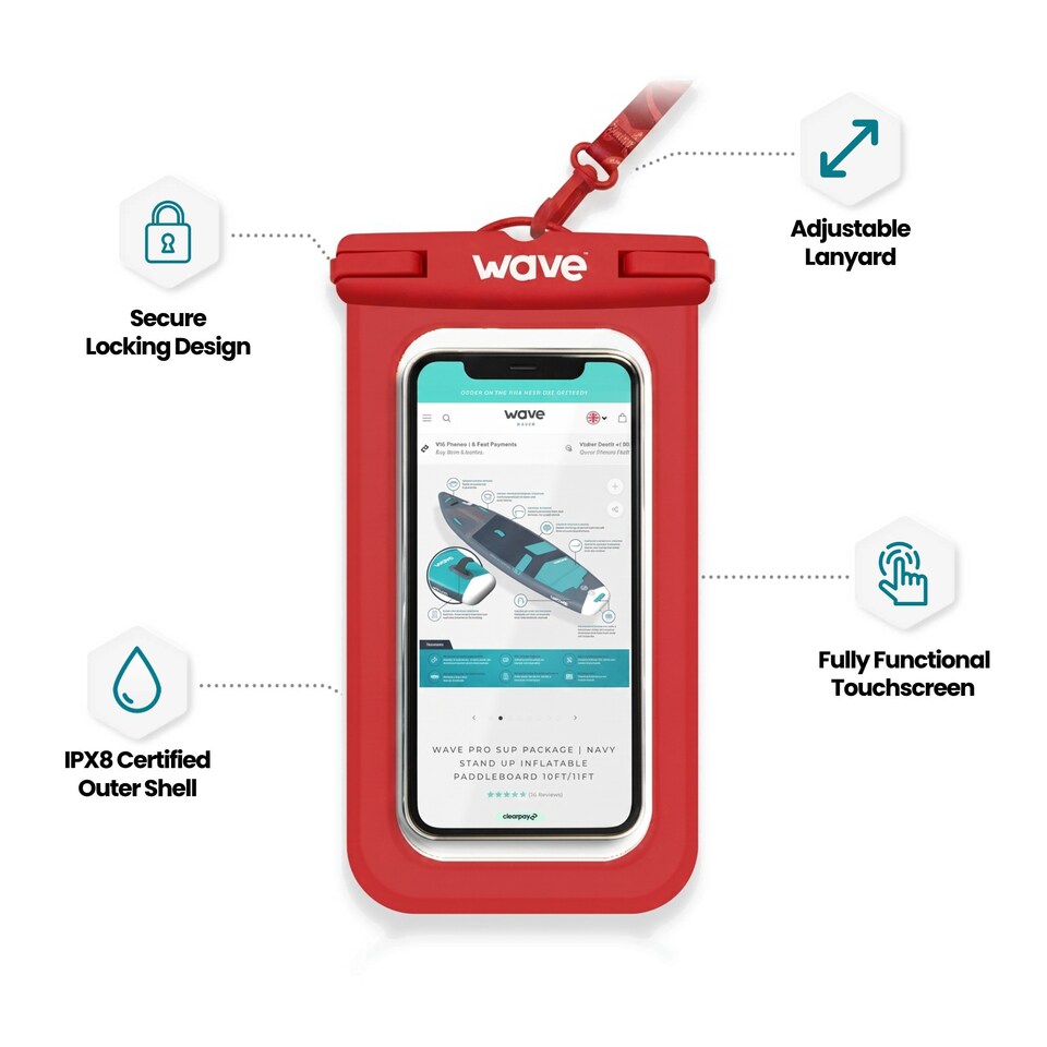 image 1 of Wave Waterproof Phone Cover, Red