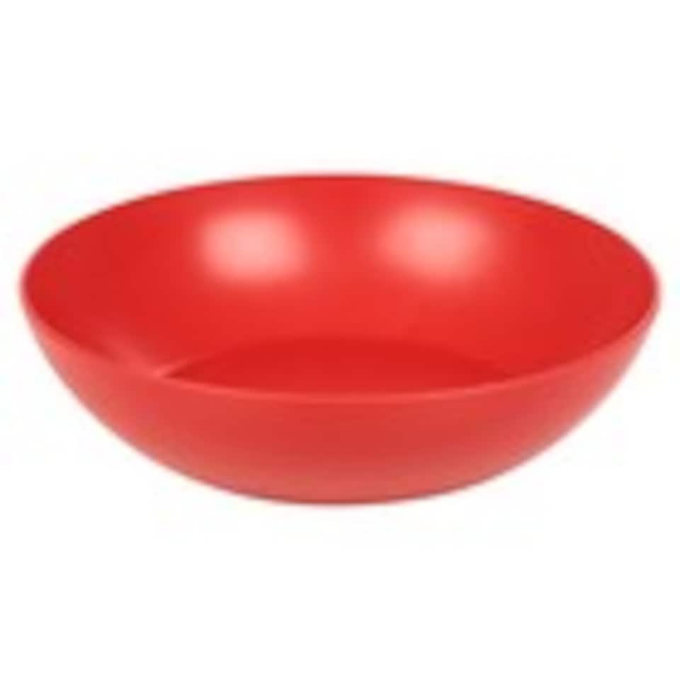 image 1 of 6 Unbreakable Plastic Deep Round Bowls Coloured Reusable Dinner and Picnic Plates | Red | Red | 6