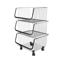 Living and Home Stackable Rolling Wire Storage Basket Trolley