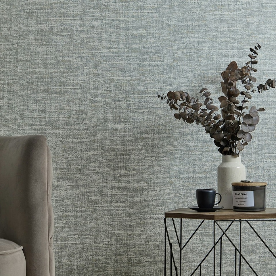 image 1 of Loom Luxe Wallpaper in Soft Blue and Grey Multi