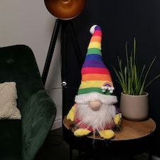 45cm Sitting Plush Christmas Gonk Decoration in Rainbow