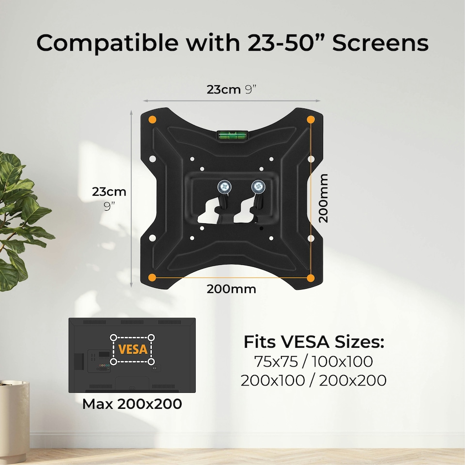 image 1 of Ross Flat to Wall TV wall mount 23-50” 75x75mm to 200x200mm 25kg