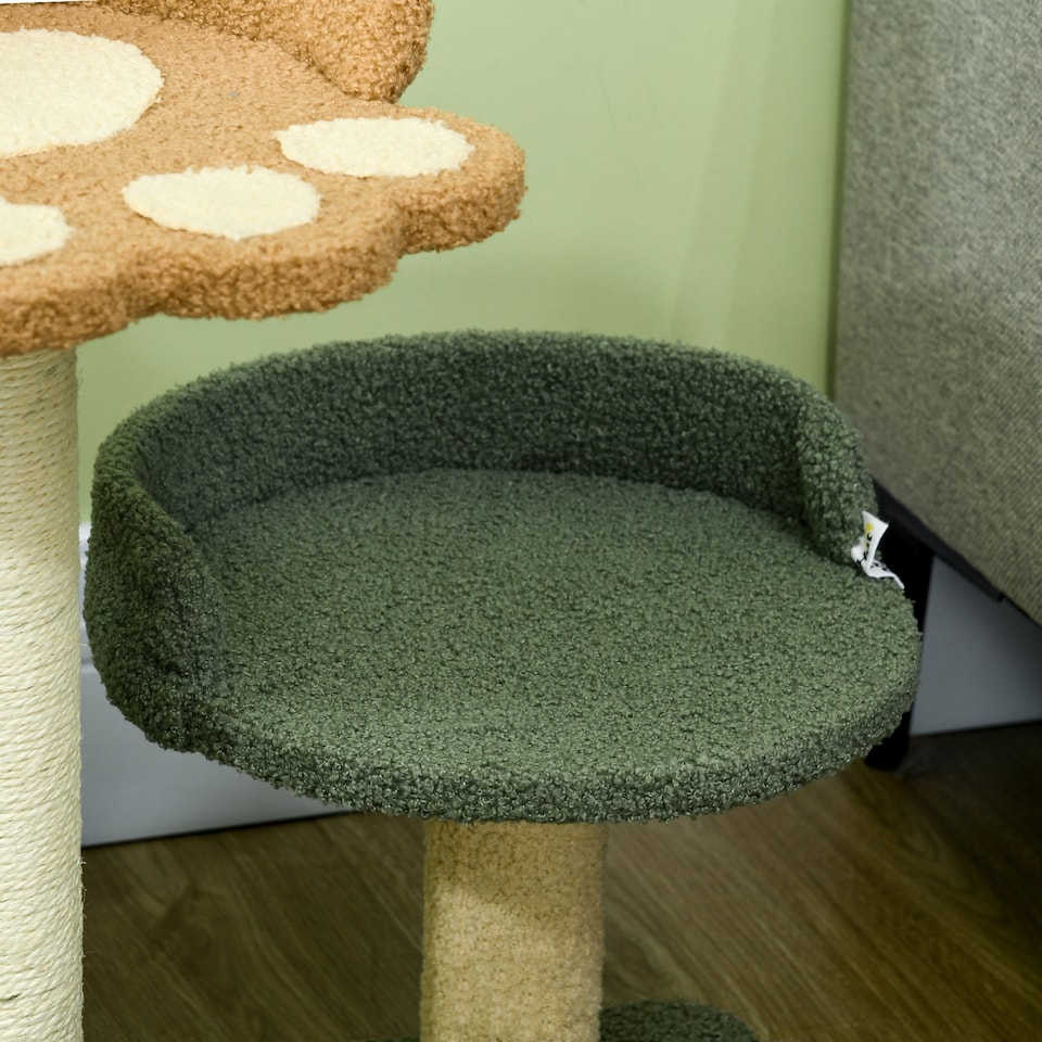 image 1 of PawHut Small Cat Tree with Scratching Posts 2 Beds Toy Ball Indoor, Multi