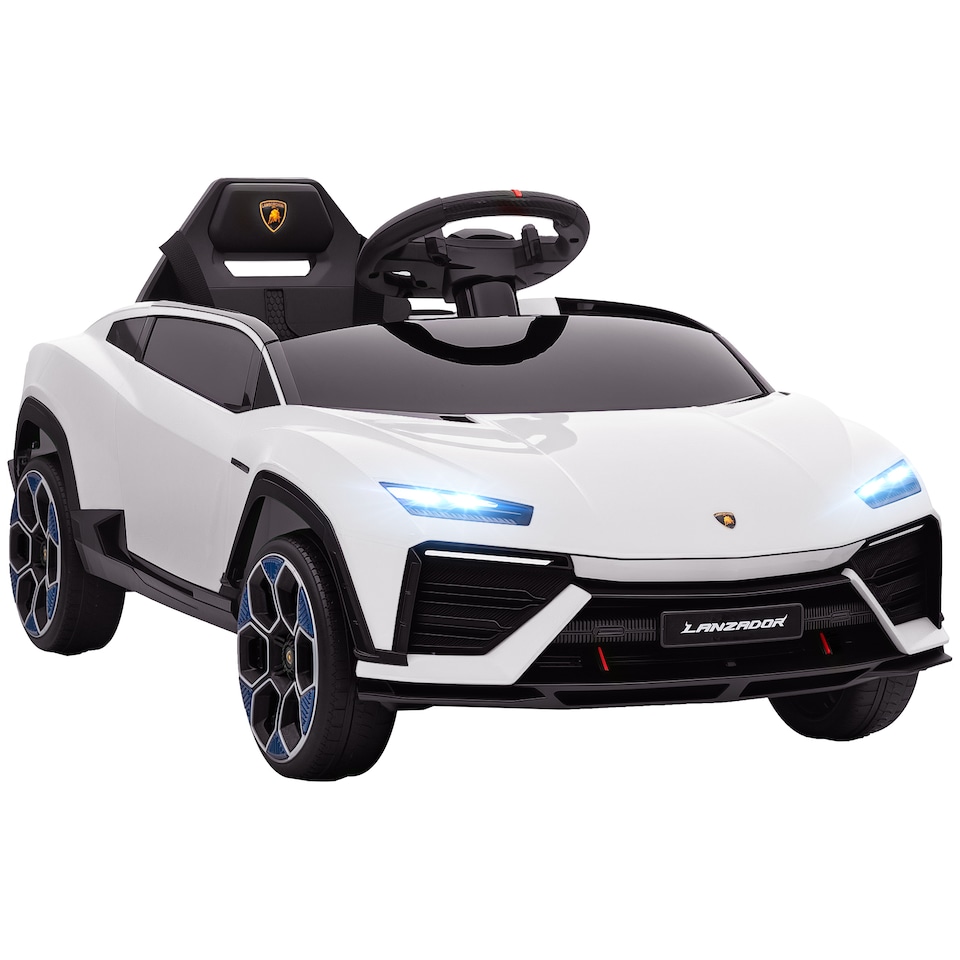 image 1 of AIYAPLAY Licensed Lamborghini Electric Cars for Kids, 12V Battery Powered Ride On Car with Remote Control, Suspension, MP3, Horn, for 3-6 Years Old | White