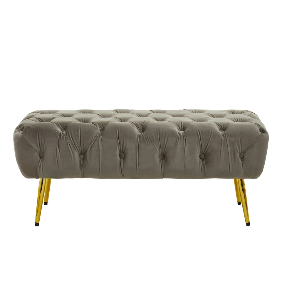 image 1 of Interiors by Premier Grey Velvet Footstool Bench, Ottoman Footstool with Soft Upholstery, Gold Finish Leg Velvet Pouffe for Home