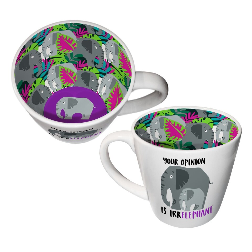 Two Up Two Down Ceramic Drinks Mug Your Opinion Is Irrelephant 250ml N/A