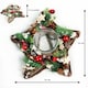 image 3 of Star Shape Wooden Candle Holder Tabletop Centrepiece Christmas Decorated with Red/Silver Baubles, Berries and Cones