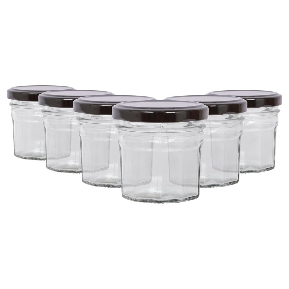 image 1 of Argon Tableware Glass Jam Jars with Lids - 90ml - Pack of 6