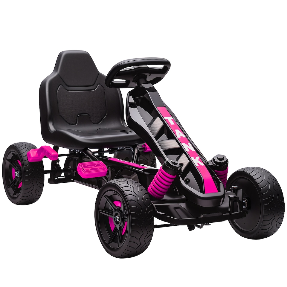 image 1 of AIYAPLAY Pedal Go Kart, Ride on Racer with Freewheel System, Brake, Non-Slip EVA Wheels, Metal Frame, Go Kart for Kids Ages 3-6 Years | Pink