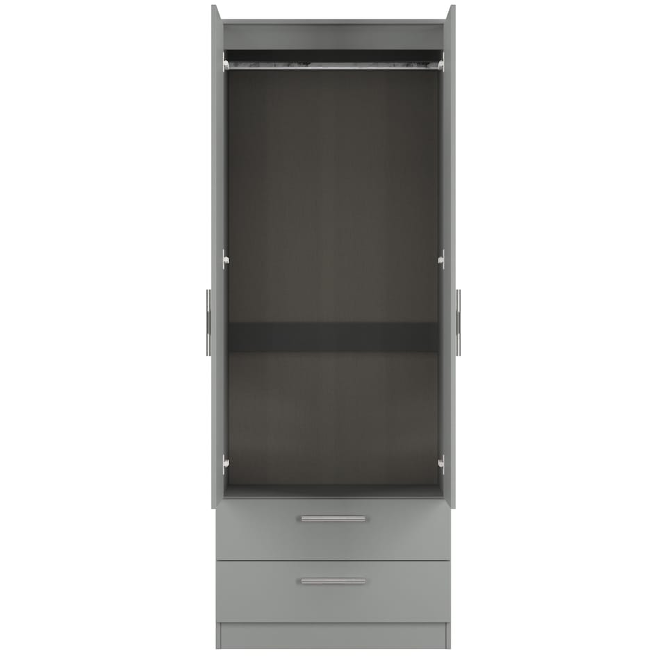 image 1 of Trent Tall 2 Drawer Double Wardrobe in Dusk Grey (Ready Assembled) | Grey | Dusk Grey