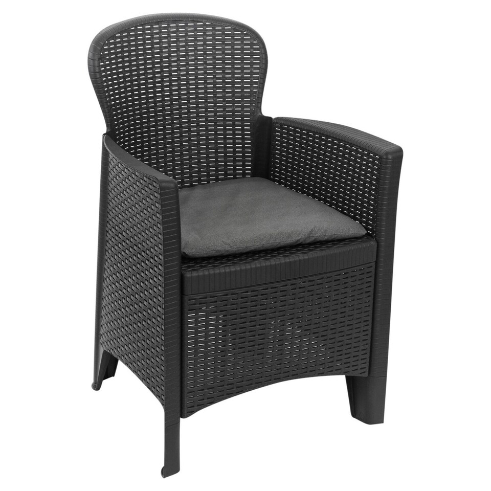 image 1 of Plastic Anthracite Garden Table Chair Set | Black | 3