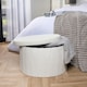image 3 of OHS Boucle Extra Large Foldable Rounded Storage Box Footstool Space Saving Seat Ottoman White