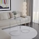 image 1 of 2 Piece Round Nesting Side Tables Set Tempered Glass Top Metal Leg Coffee Tables | Multi | Chrome Legs Transparent Glass
