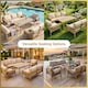 image 9 of Aluminium Garden Furniture Set 7 Seater Beige Outdoor Patio Sofa Set - Poly Rattan Rope Loveseat, Armchairs, Dining Table, Thick Cushions for Lounge Conservatory Balcony Seating