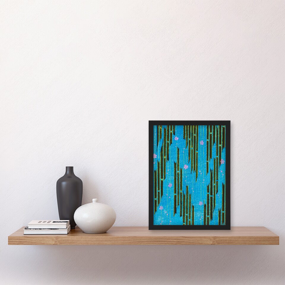 image 1 of Furuya Korin Framed Wall Art Print Flowers and Bamboo Vintage Pattern Home Décor