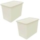 image 1 of 1 x Large Cream Stackable 80 Litre Plastic Rattan Storage Container With Lid Cream