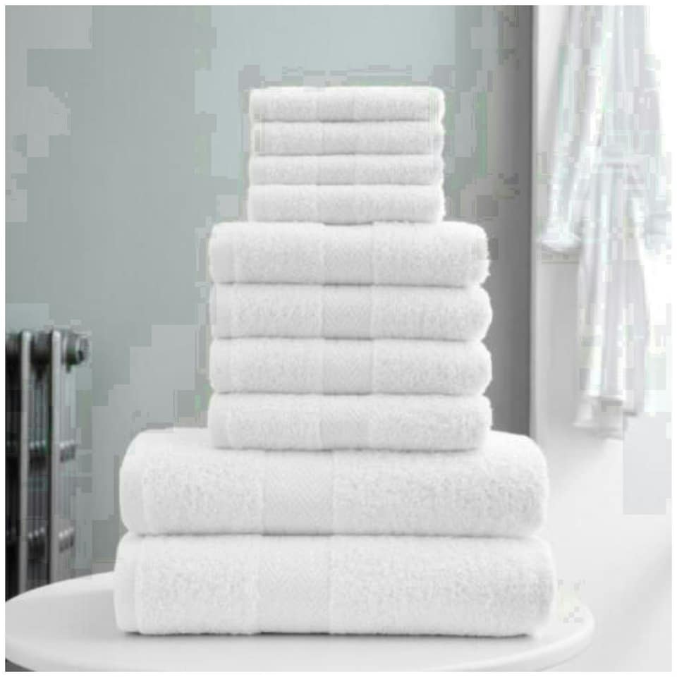 image 1 of VELVETIO 10 Piece Towel Bale Set Toronto Stripe Pattern - 100% Cotton, 450 GSM Green | Dark Green