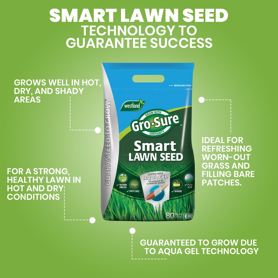 image 1 of Westland Gro-Sure Smart Lawn Seed 80 Meter Square 3.2kg Aqua Gel Coated Grass Seed Mix for Fast Growing Lawn Coverage