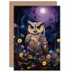 image 1 of Great Horned Owl Lavender Full Moon Thank You Art Card