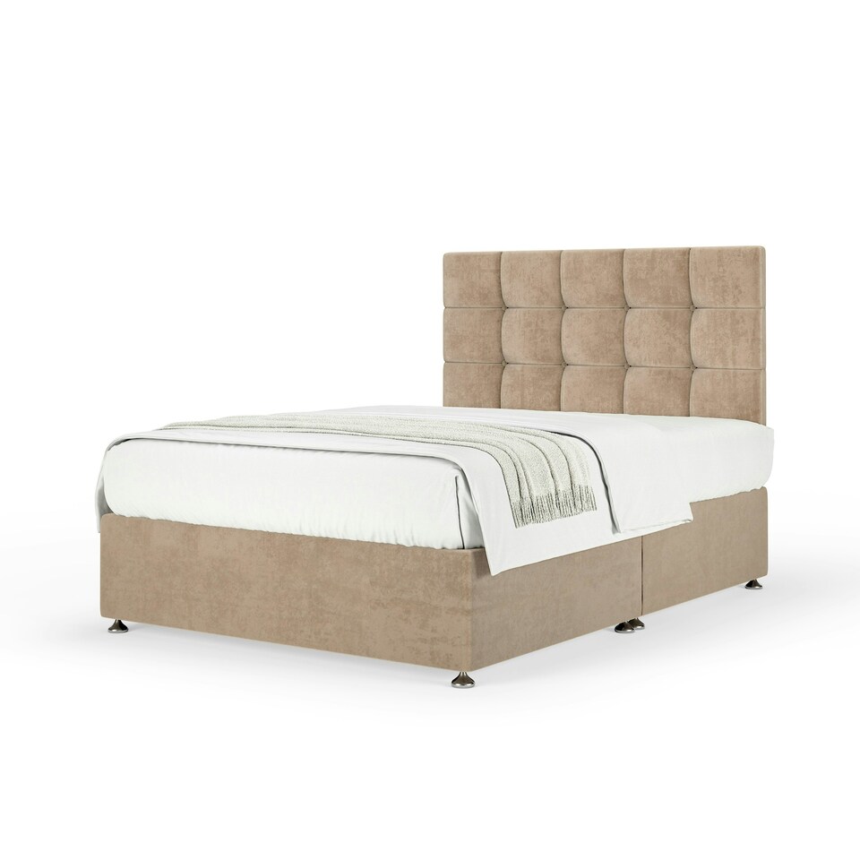 image 1 of Memory Maestro Memory Foam Mink Naples Velvet Divan Set And Pearl Headboard Small Double