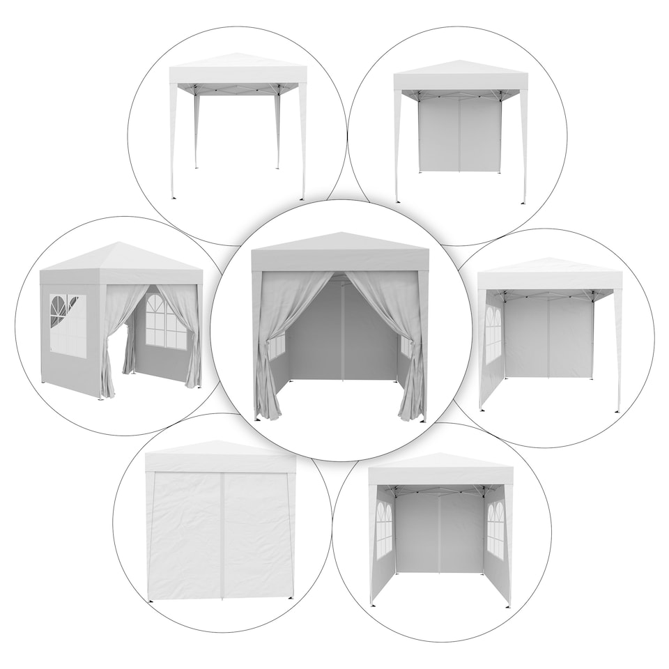image 1 of Outsunny 2mx2m Pop Up Gazebo Party Tent Canopy Marquee with Storage Bag White
