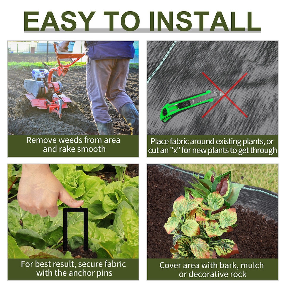 image 1 of Outsunny 1x50m Weed Barrier Fabric Durable Convenient Design Weed Block Mat