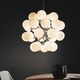 image 2 of Oscar Globe Pendant Satin Nickel Effect Plate & Gloss White Glass 28 Light Dimmable IP20 - G9