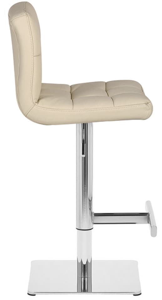 image 1 of Allegro Leather Single Deluxe Kitchen Bar Stool, Chrome Footrest, Adjustable Swivel Gas Lift, Breakfast Bar & Home Barstool, Cream