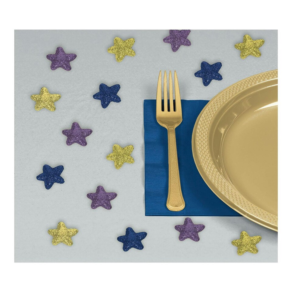 image 1 of Amscan Foam Glitter Eid Confetti (Pack of 32) - Blue/Gold - One Size